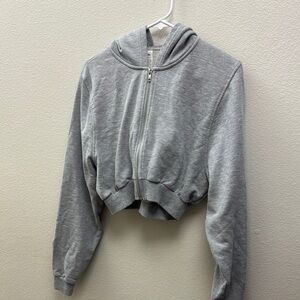 ALO Yoga Gray Cropped Oversized Hoodie